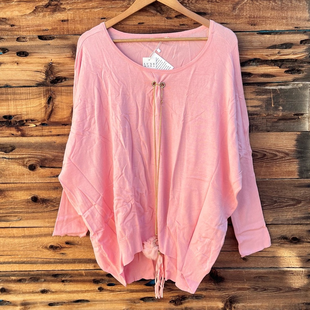 LUXE MODA | NWT Light Pink Oversized Flowy LS Blouse L